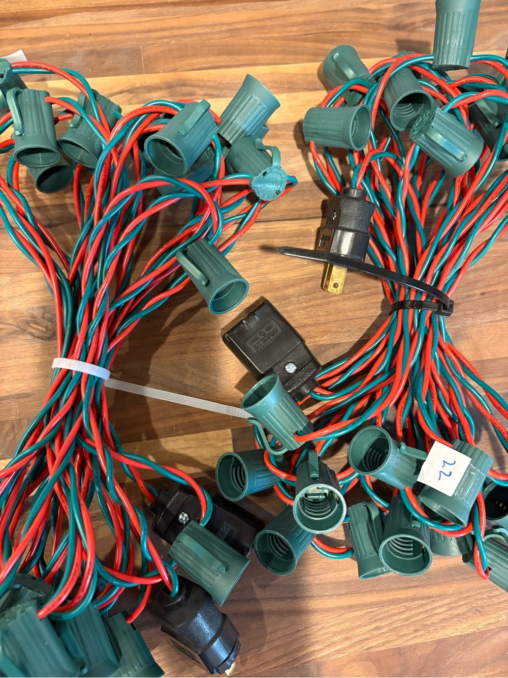 (2) Sets of C9 Outdoor Christmas Lights w/Red & Green Wire